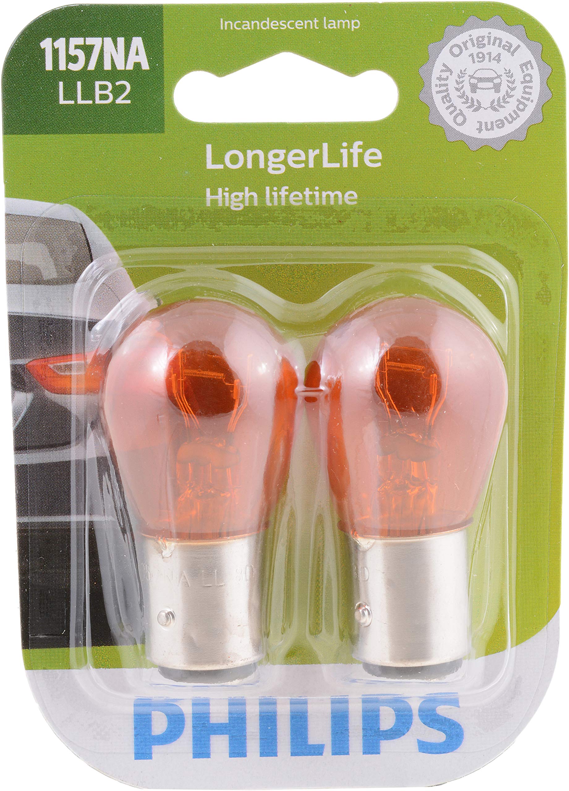 Philips Automotive Lighting 1157NALLB2 LongerLife Miniature Bulb, 2 Pack