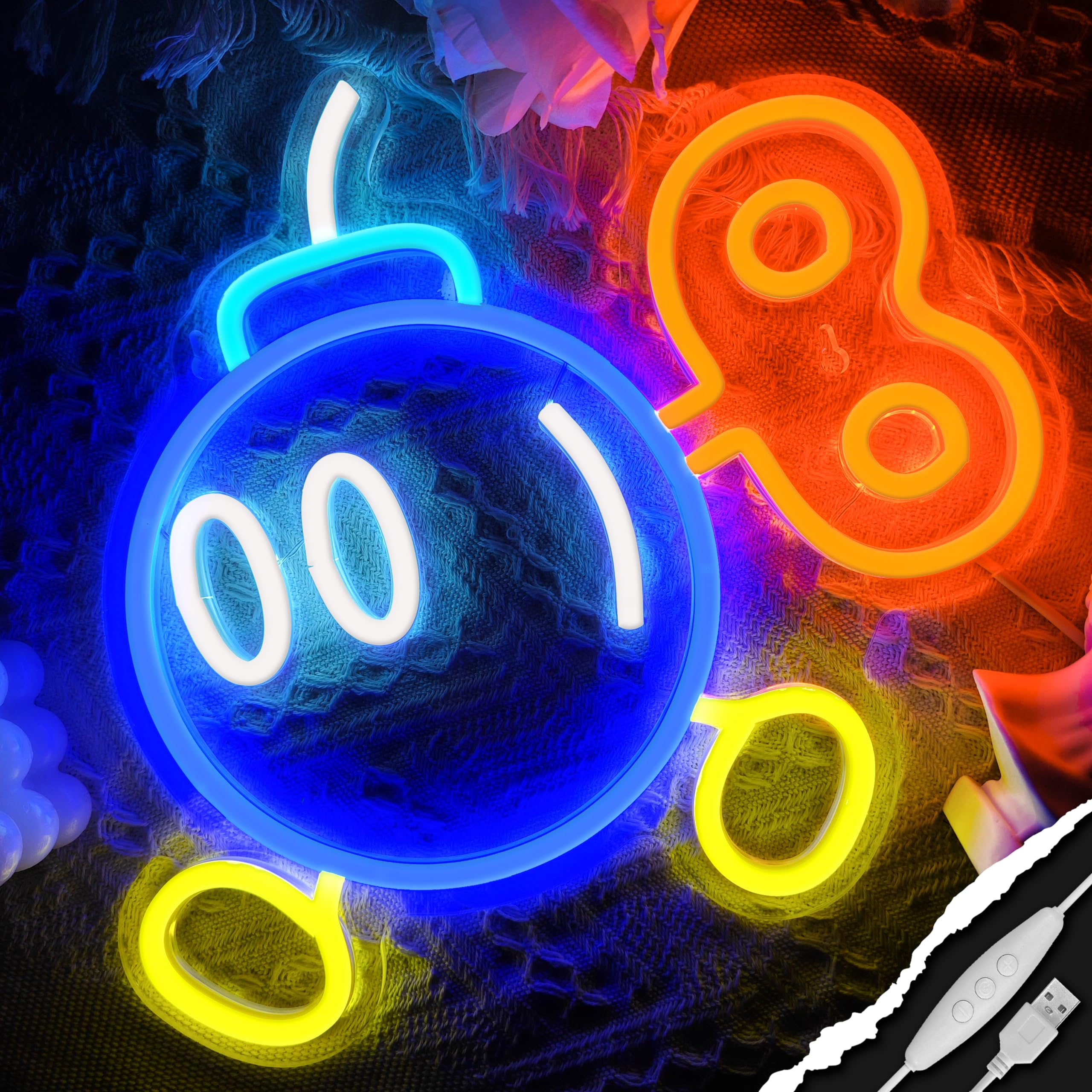 Gaming Neon Sign For Gamer Room Decor,Usb Powered Dimmable Anime Neon Signs For Kids Bedroom Game Room Man Cave Gifts For Teens, Boys, Kids