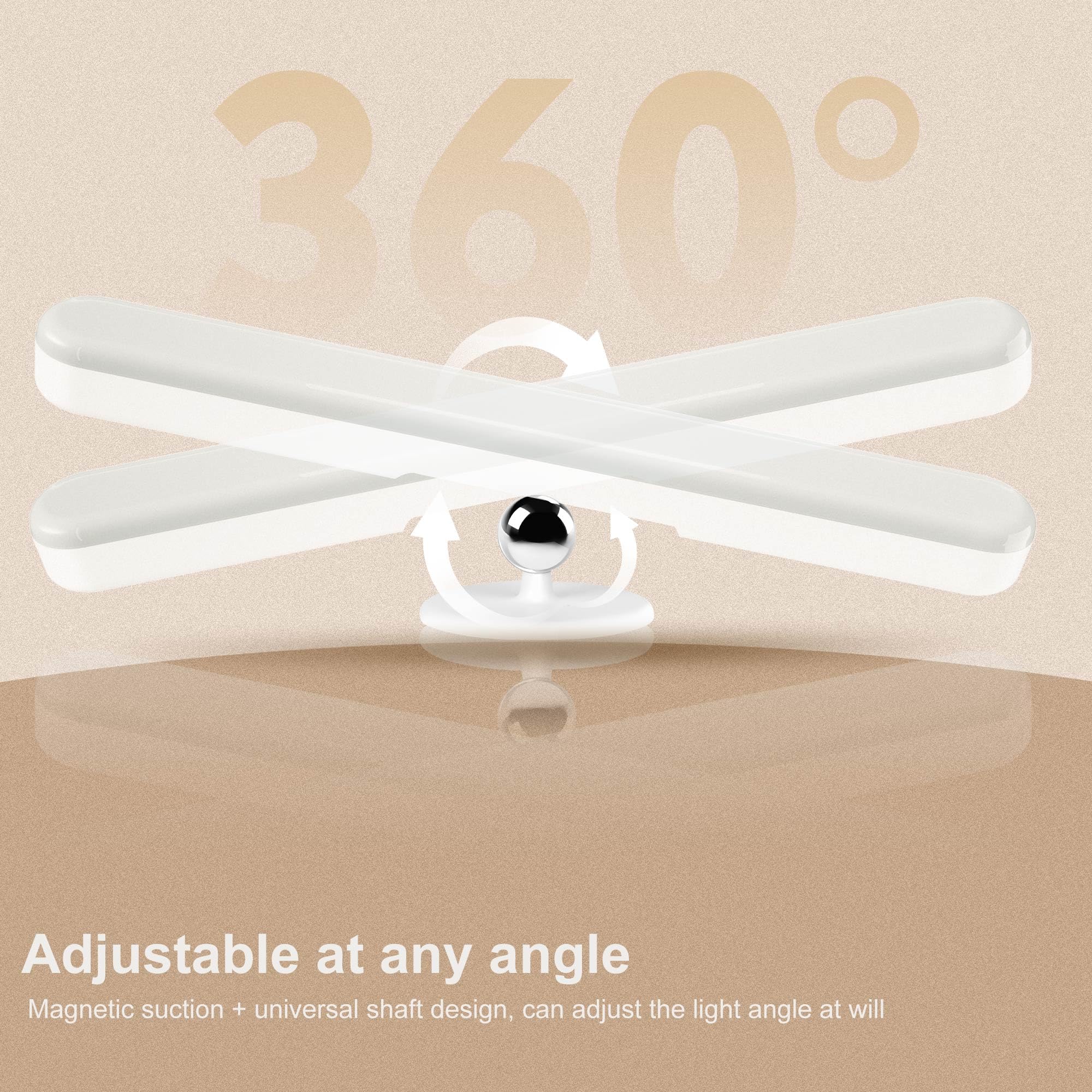 Benreom 2 Pack Wireless Vanity Lights For Mirror, Rechargeable Battery Operated Mirror Lights, Adjustable Color Brightness & Ang