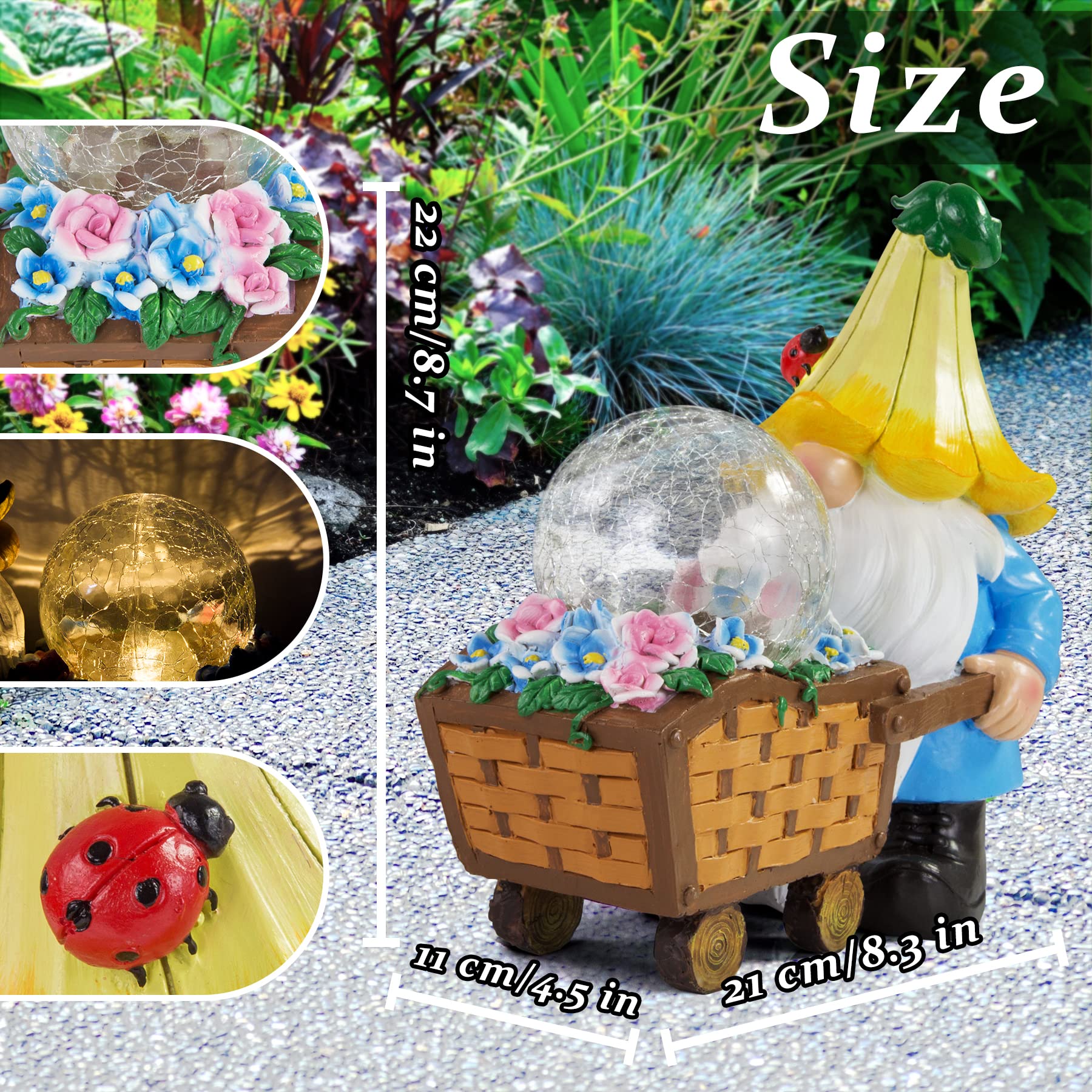 Grovind Garden Gnomes Outdoor Decorations Solar Statues,Garden Gnome Decor With Led Lights,Gnomes Clearance For Patio Lawn Decor