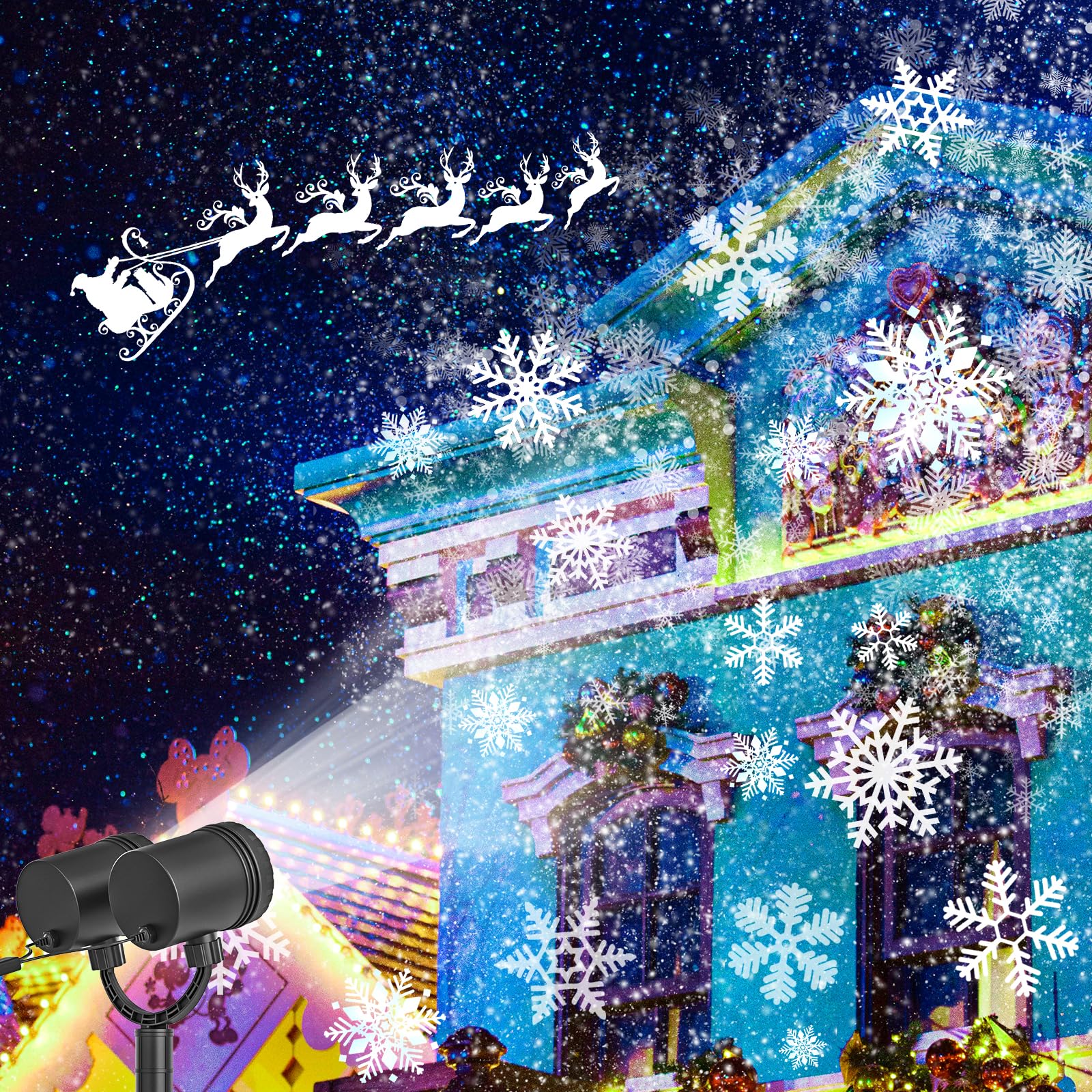 Christmas Snowflake Projector Lights Outdoor, 2024 Upgraded Snowfall Christmas Projector Light - Waterproof Valentine'S Day Holi