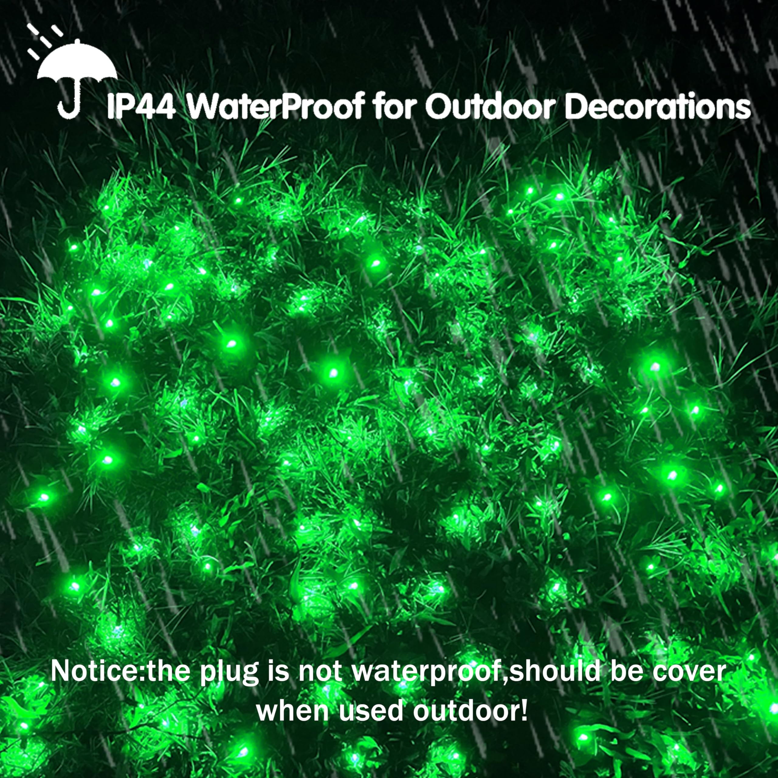 Hishiny Christmas Net Lights Outdoor Christmas Decorations Lights 5Ftx5Ft 100Led Green Wire, Connectable Bush Mesh Net Lights String For Christmas,St Patricks Party,Shrub,Yard,Tree (Green)