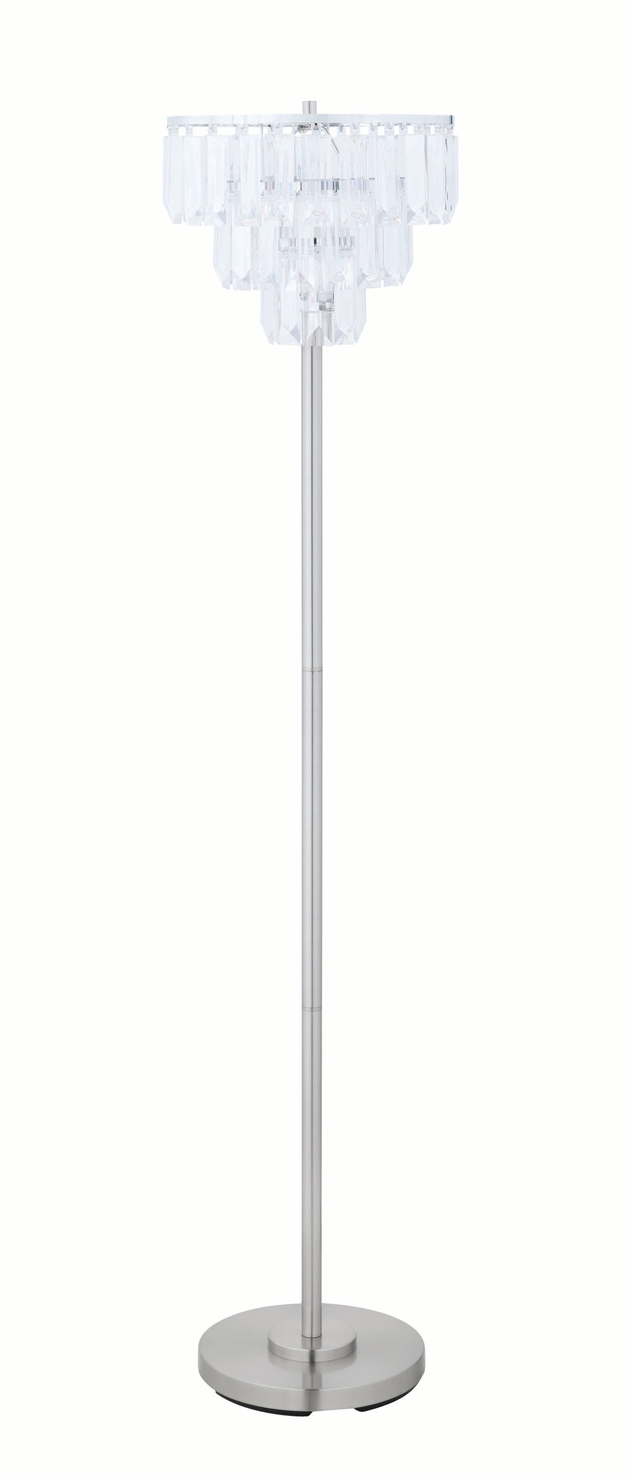 Coaster Home Furnishings Anya Crystal Metal Floor Lamp 61-Inch Chrome 920067, Round Silver Base, White Acrylic Head, 13inW x 13inD x 60.5