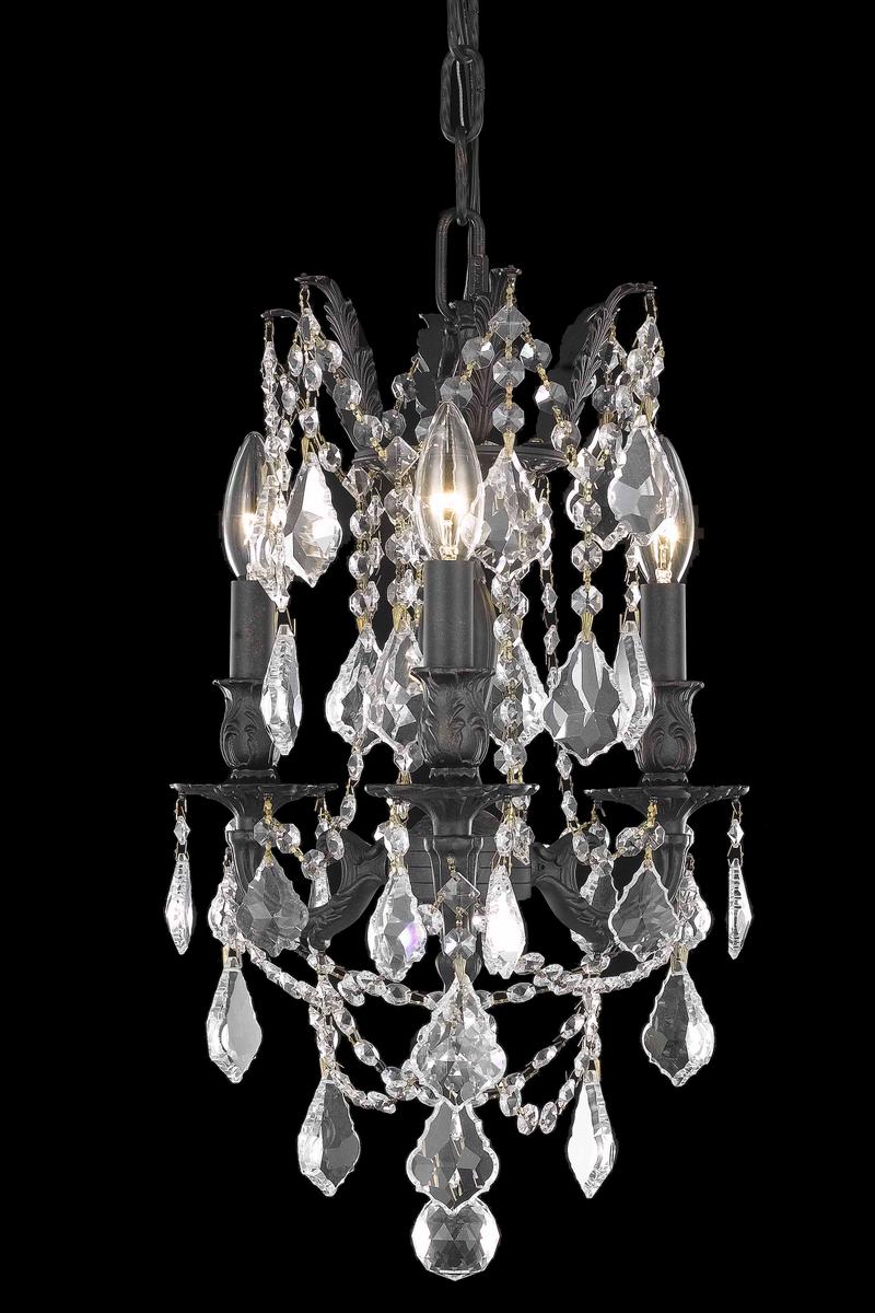 Rosalia 3 light Dark Bronze Pendant Golden Teak (Smoky) Royal Cut Crystal