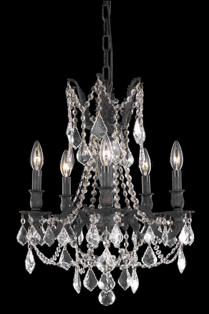 Rosalia 5 light Dark Bronze Pendant Golden Teak (Smoky) Royal Cut Crystal