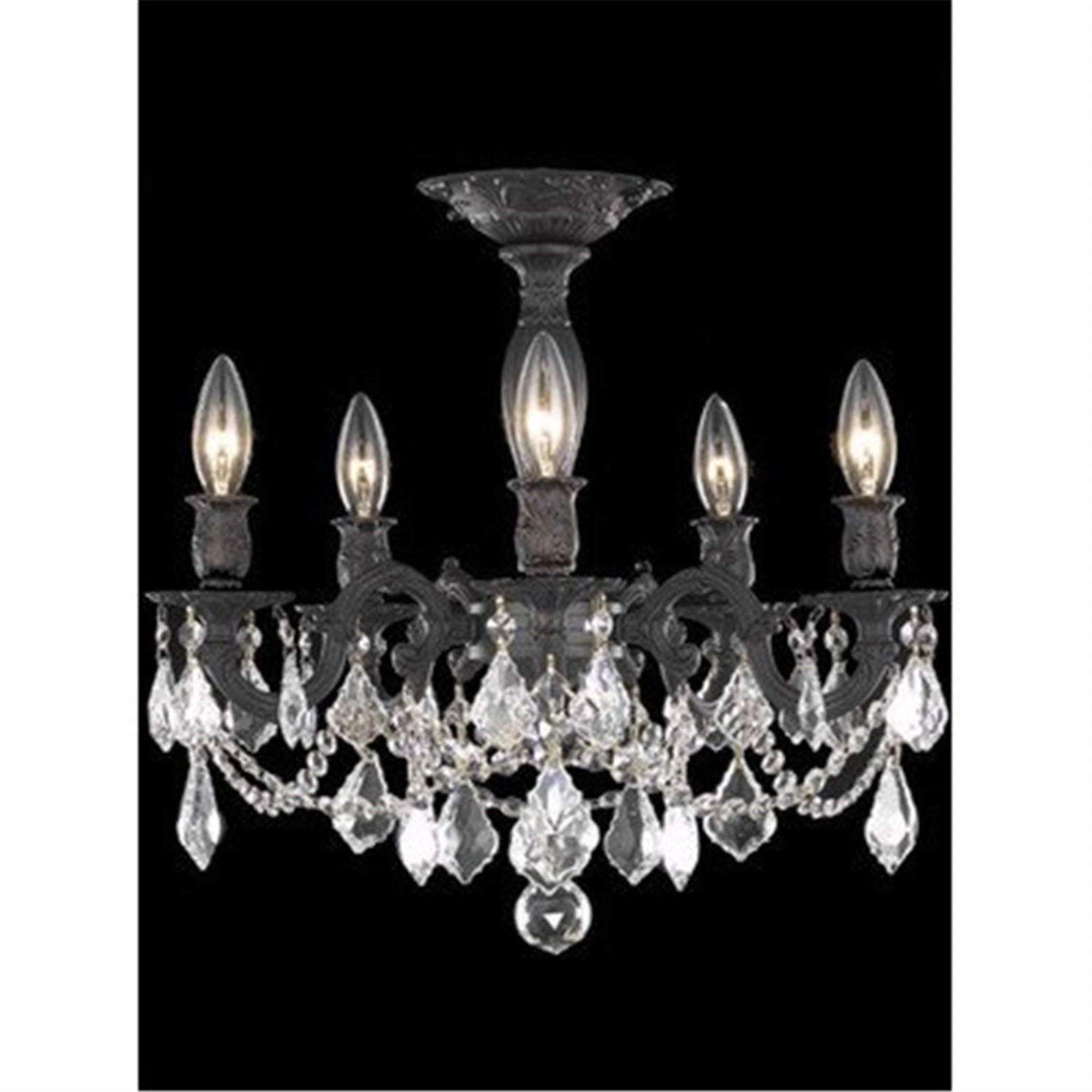 Elegant Lighting 5-Light Flush Mount - Royal Cut Crystals, Dark Bronze Finish, 17inx18inx18in, Model 9205F18DB-GT/RC