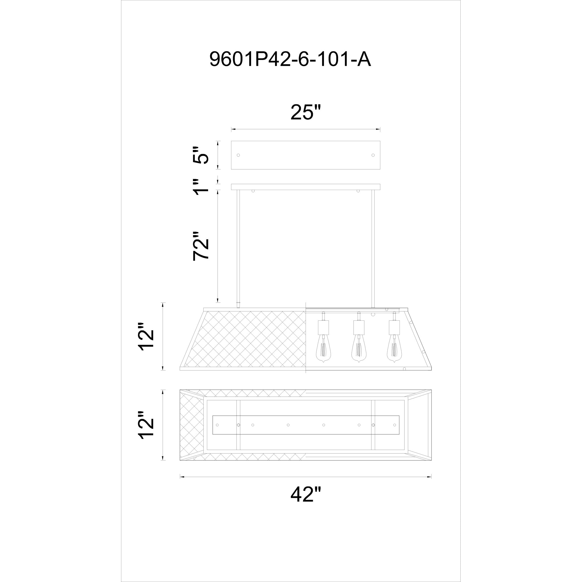 6 Light Down Chandelier with Black finish