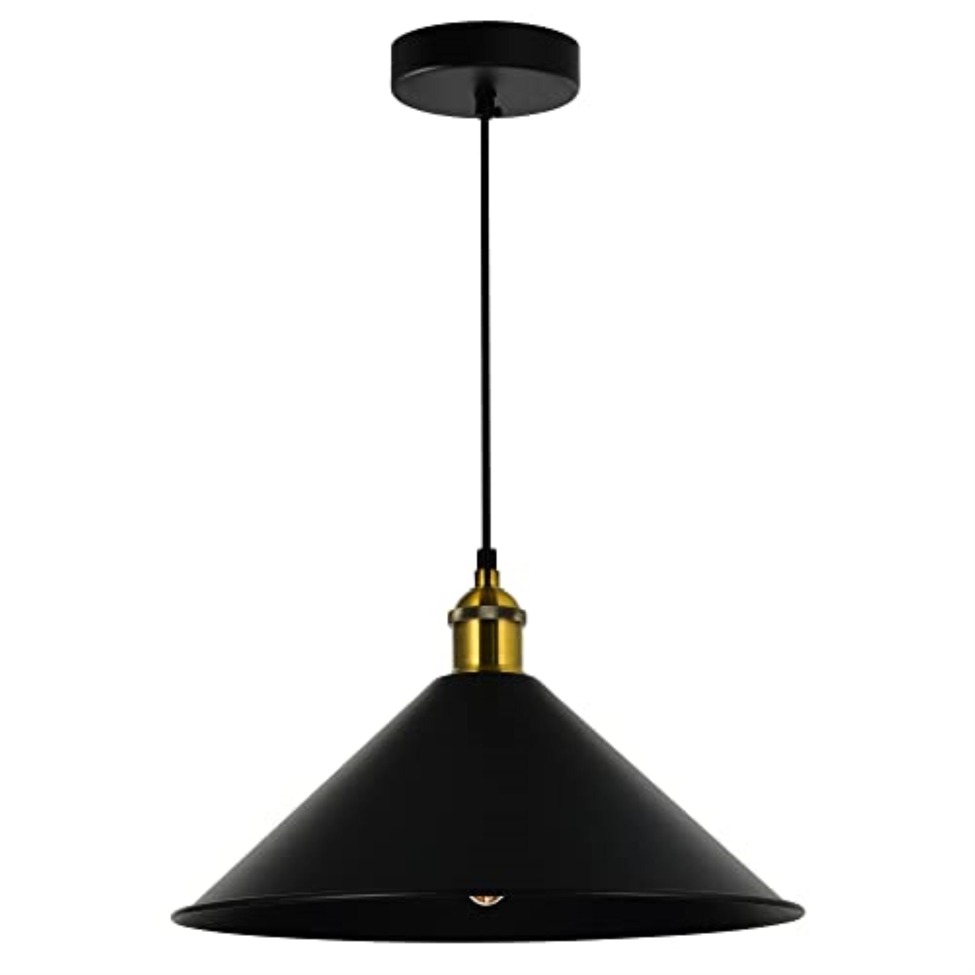 CWI Lighting 1 Light Industrial Mini Pendant - E26 Bulb Base, LED Compatible, 14in Black Metal - Model 9605P14-1-101-B