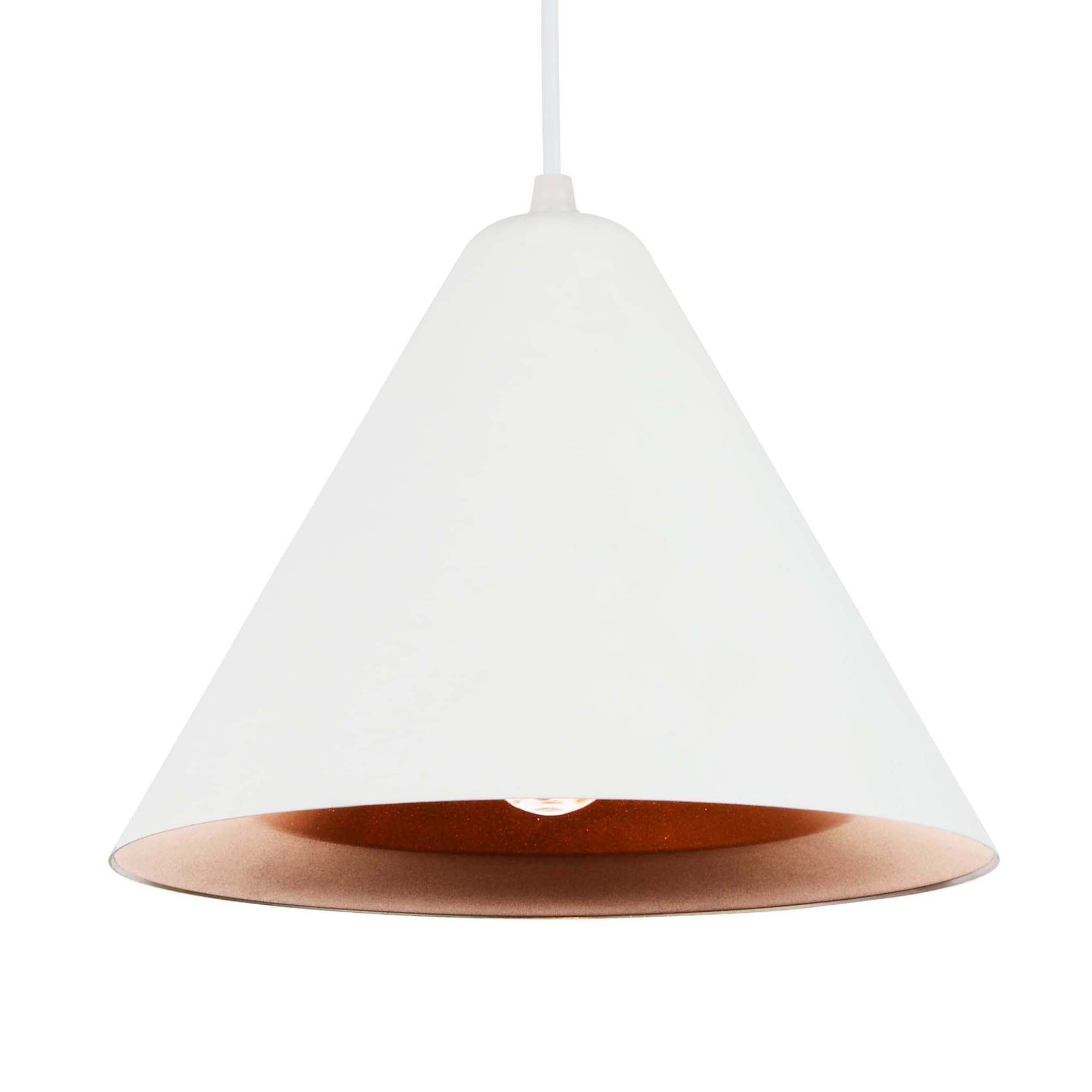 1 Light Down Pendant with Matte White & Gold finish