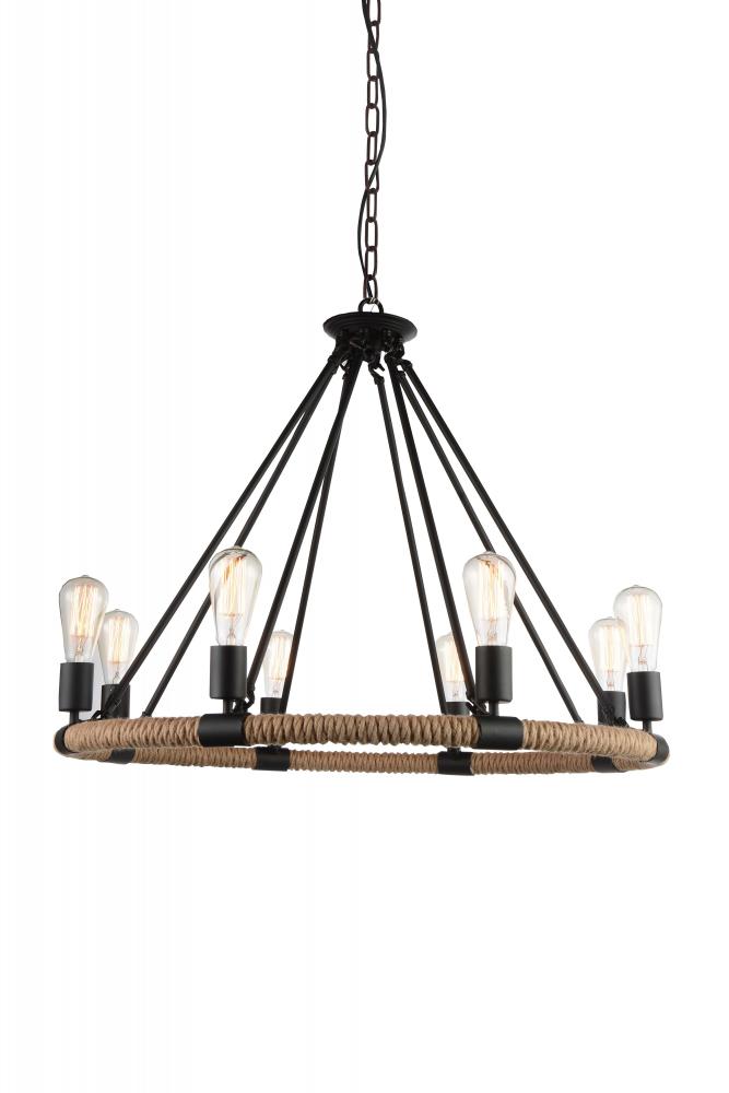 Cwi Lighting Ganges 8-Light Black Metal Farmhouse Chandelier - Elegant Home Lighting
