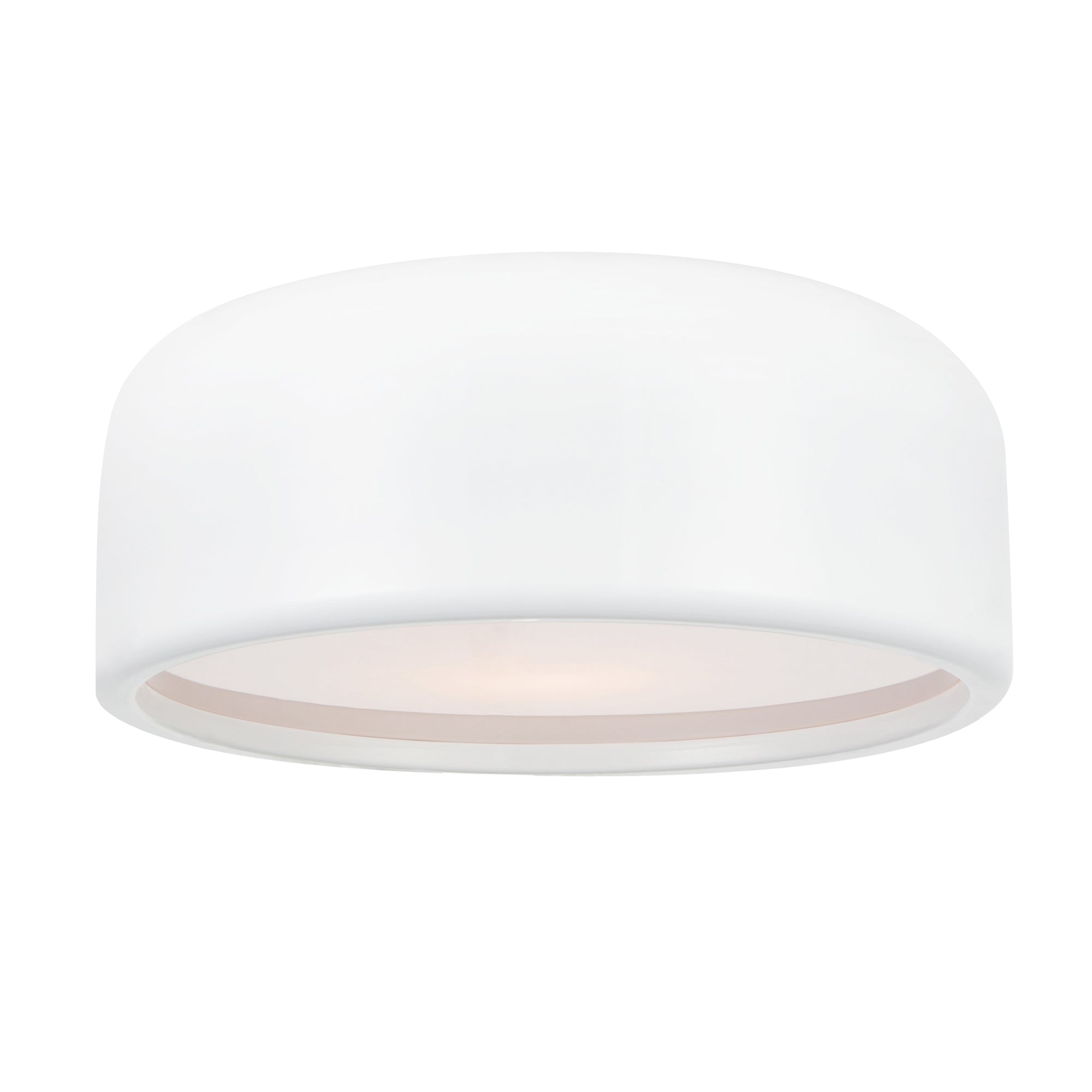 2 Light Drum Shade Flush Mount with White finish