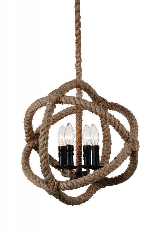 Cwi Lighting Padma Black Metal Chandelier - 4 Light Farmhouse Pendant Fixture