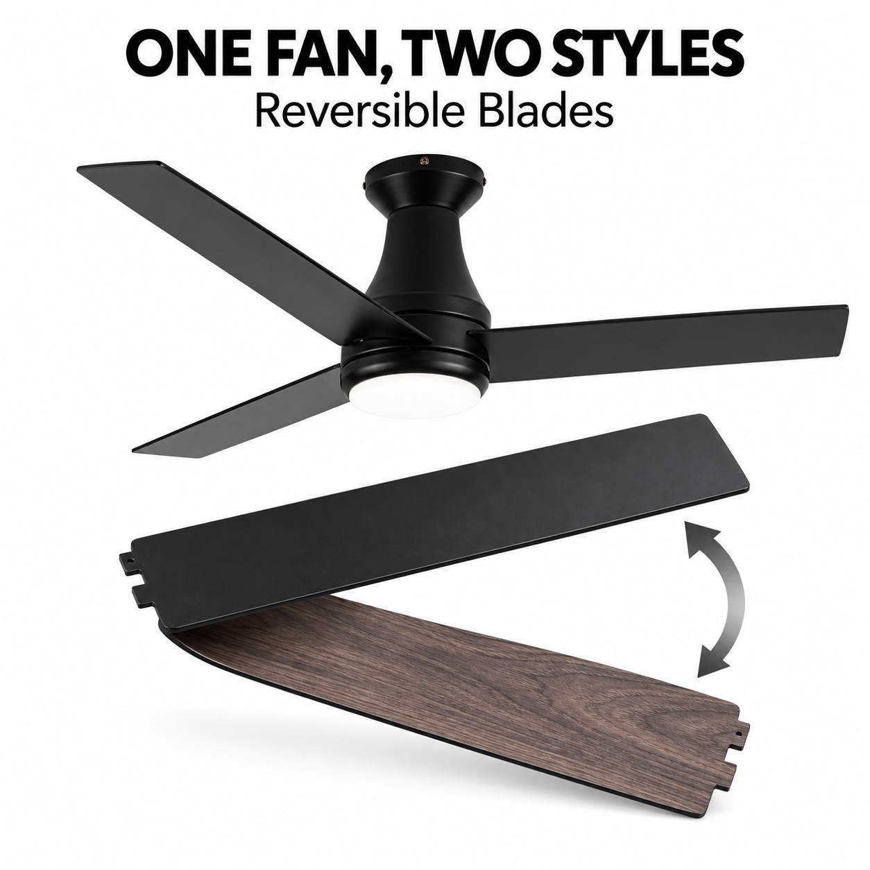 Vaczon 48" 3 Blades Flush Mount Ceiling Fan with Lighting and Remote Control