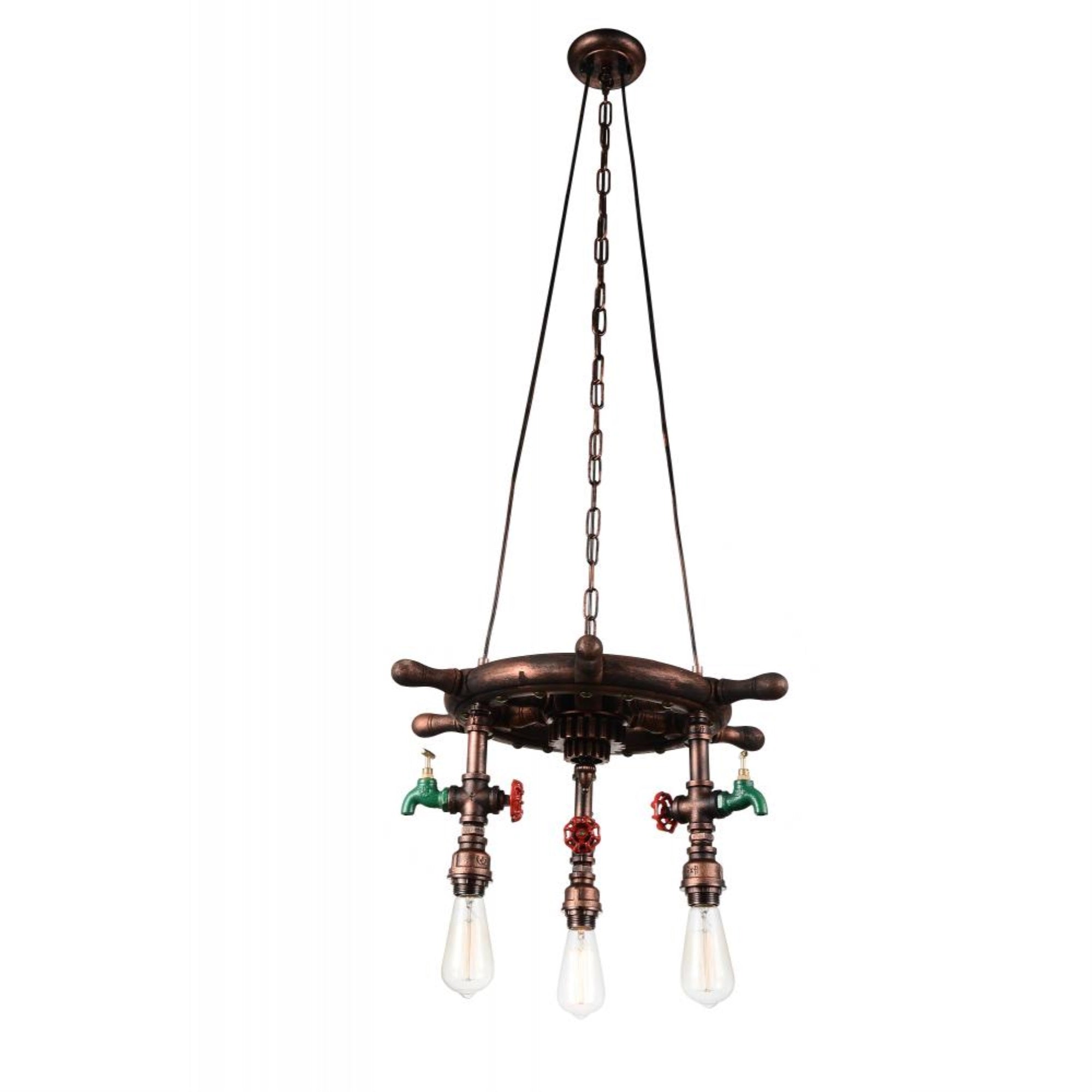 Cwi Lighting Manor 3-Light Speckled Copper Metal Chandelier