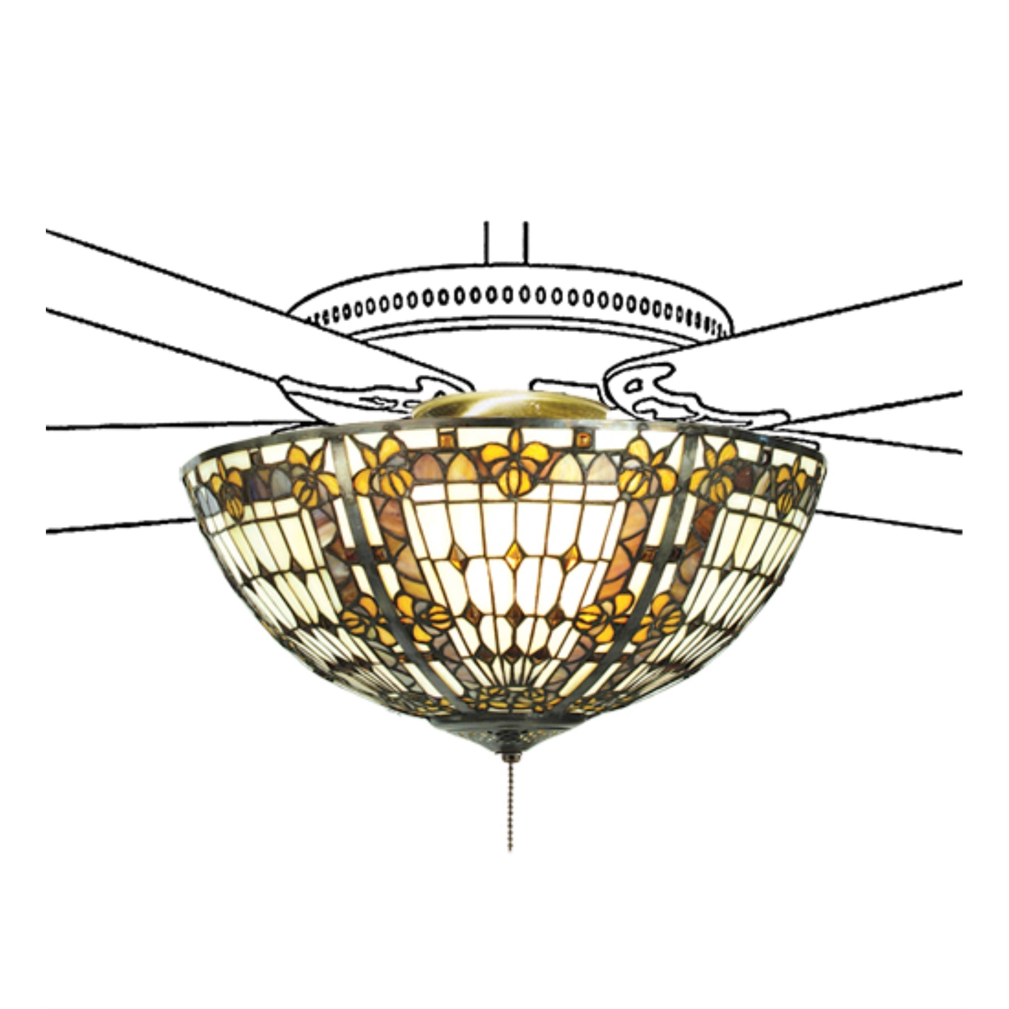 16 inchW Fleurdelis Fan Light Fixture