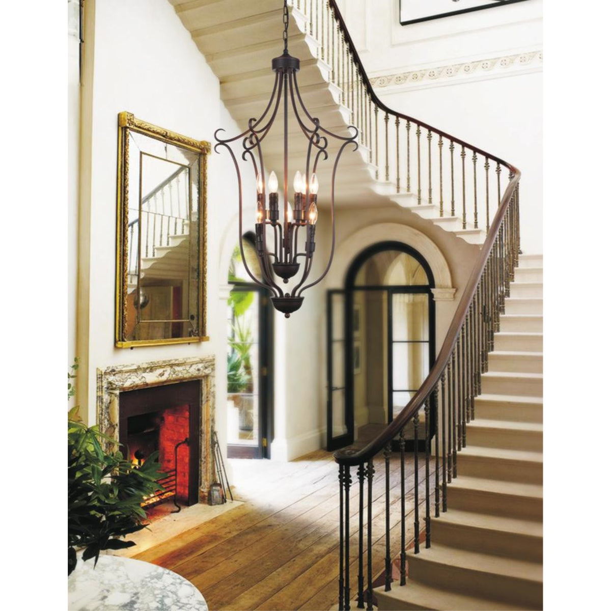 9 Light Up Chandelier with Rubbed Brown finish