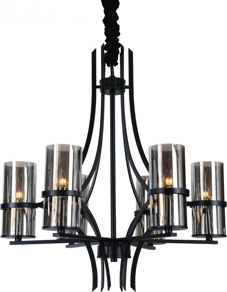 Cwi Lighting Vanna 6-Light Black Metal Chandelier - Contemporary Design, Clear Accents
