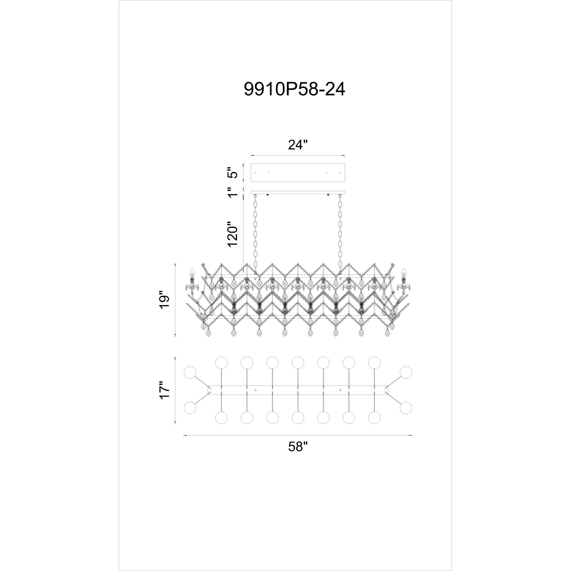 24 Light Up Chandelier with Light Brown finish