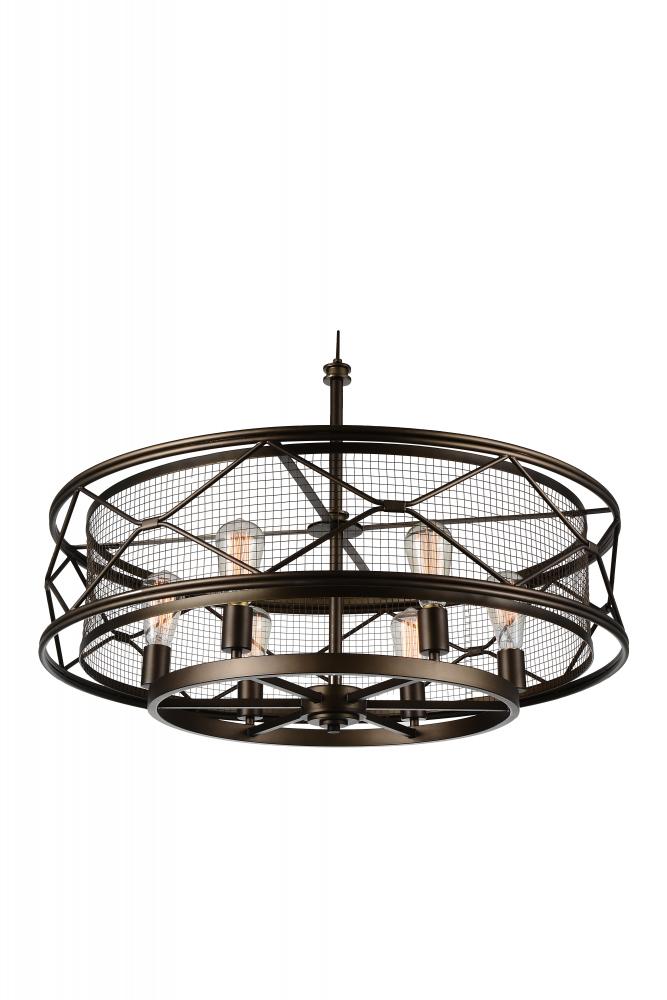 6 Light Up Chandelier with Light Brown finish