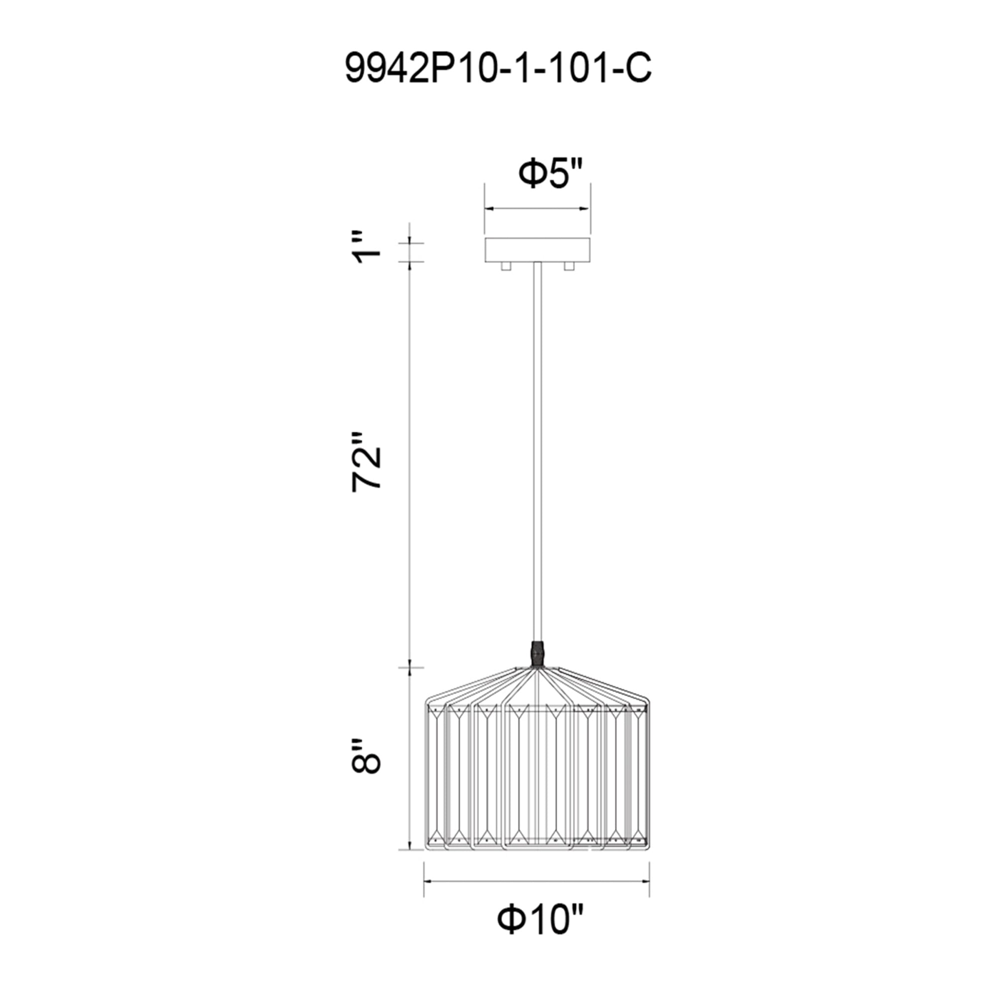 1 Light Drum Shade Pendant with Black finish