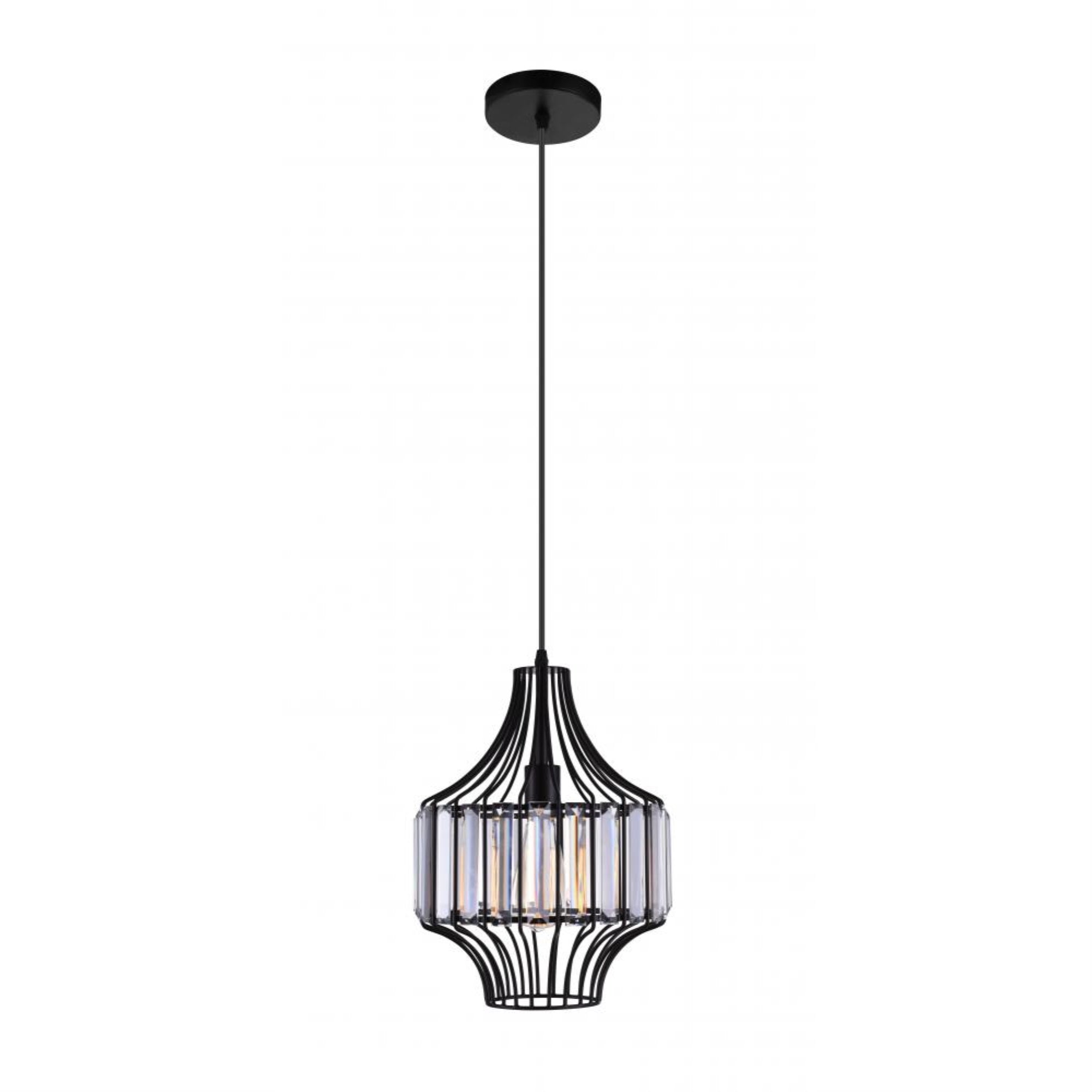 Cwi Lighting Black Metal Pendant Light - Contemporary 1 Light Down Fixture