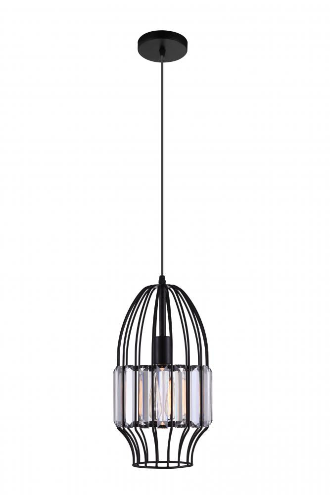 Cwi Lighting Alethia Black Metal Mini Pendant Light - Contemporary 1 Light Design