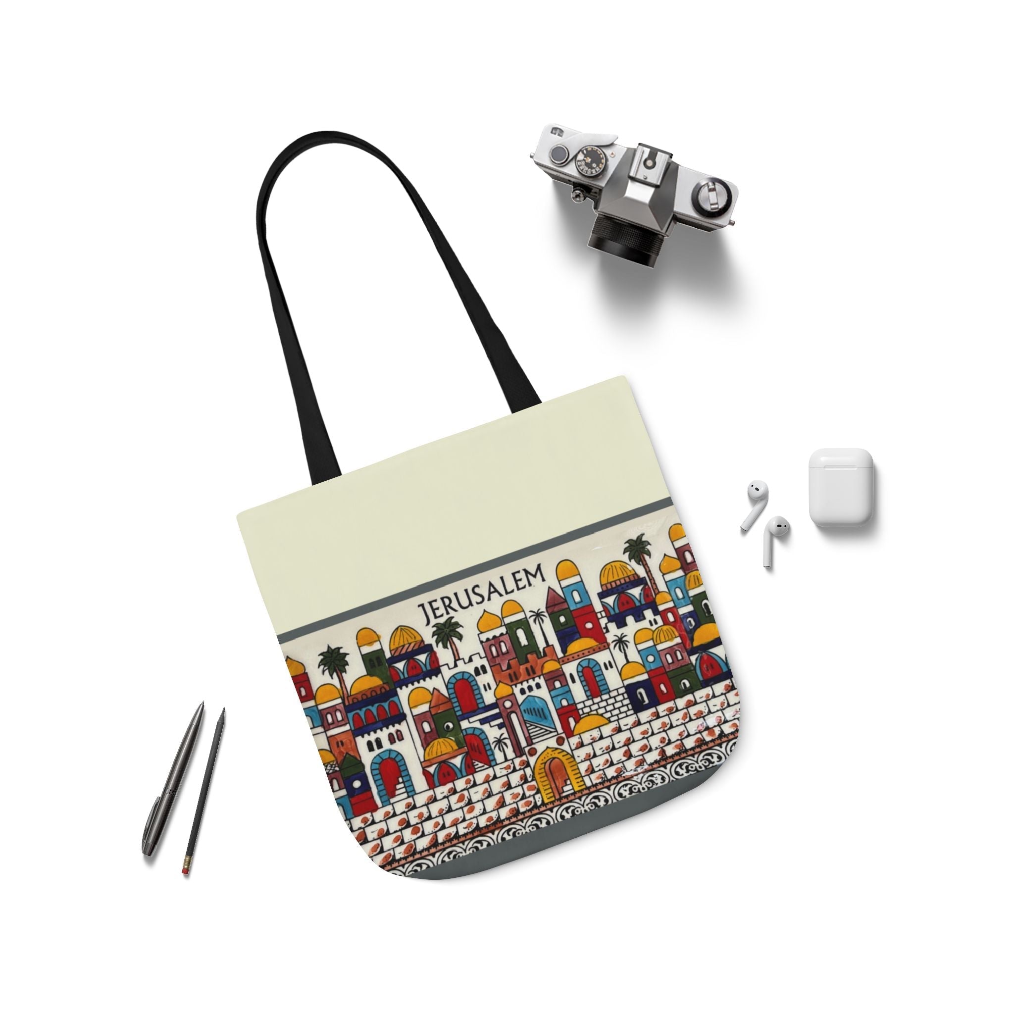 Jerusalem City  Tote Bag, 3-Color Straps