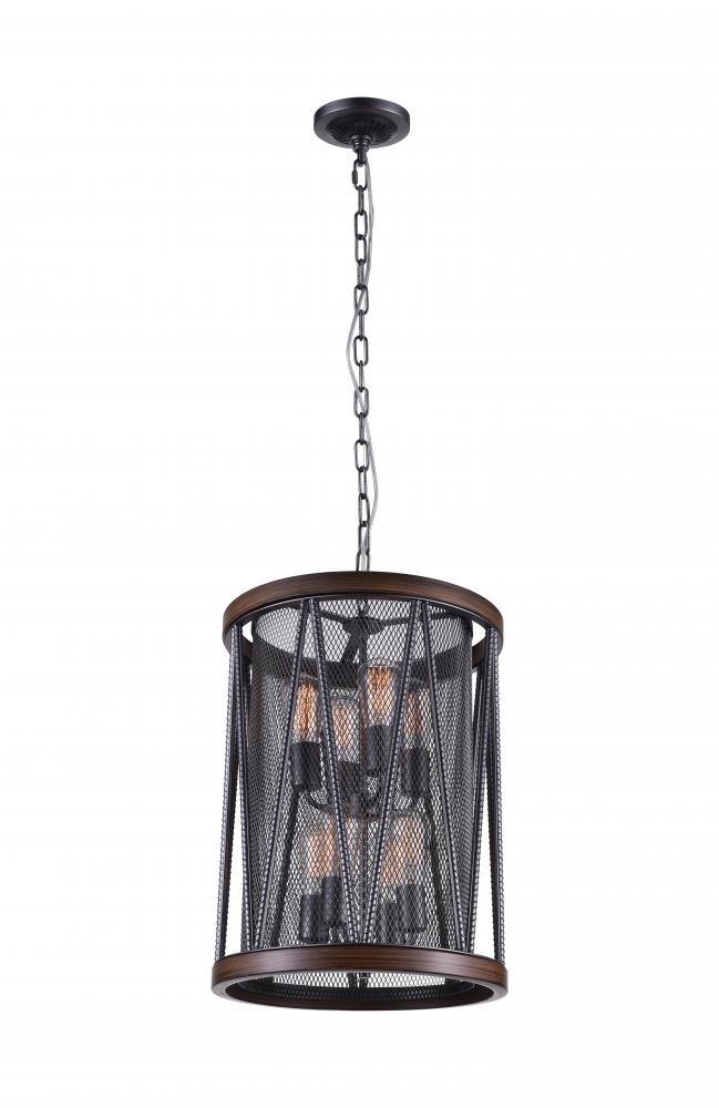 Cwi Lighting Pewter 8-Light Metal Drum Shade Chandelier - Farmhouse Style