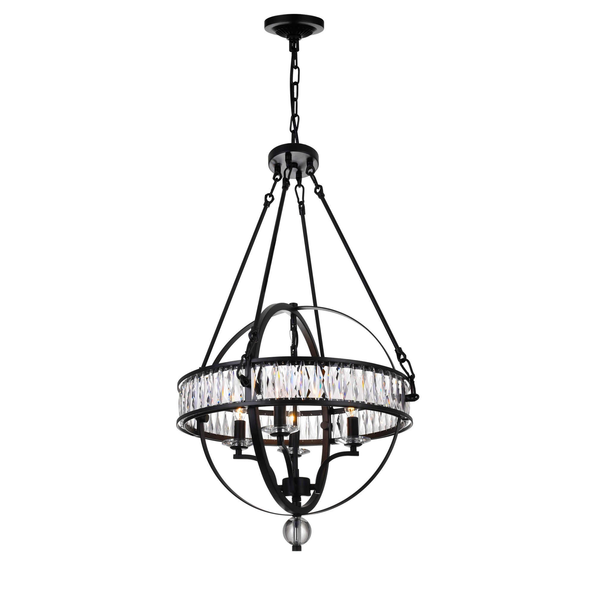 4 Light  Chandelier with Black finish