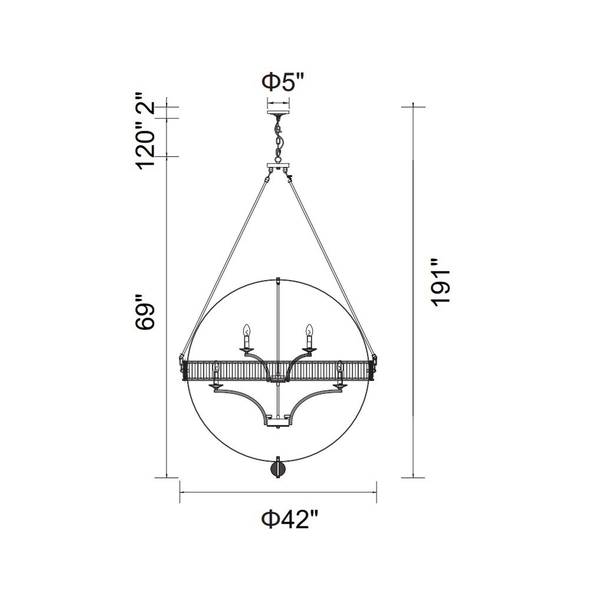 12 Light  Chandelier with Black finish