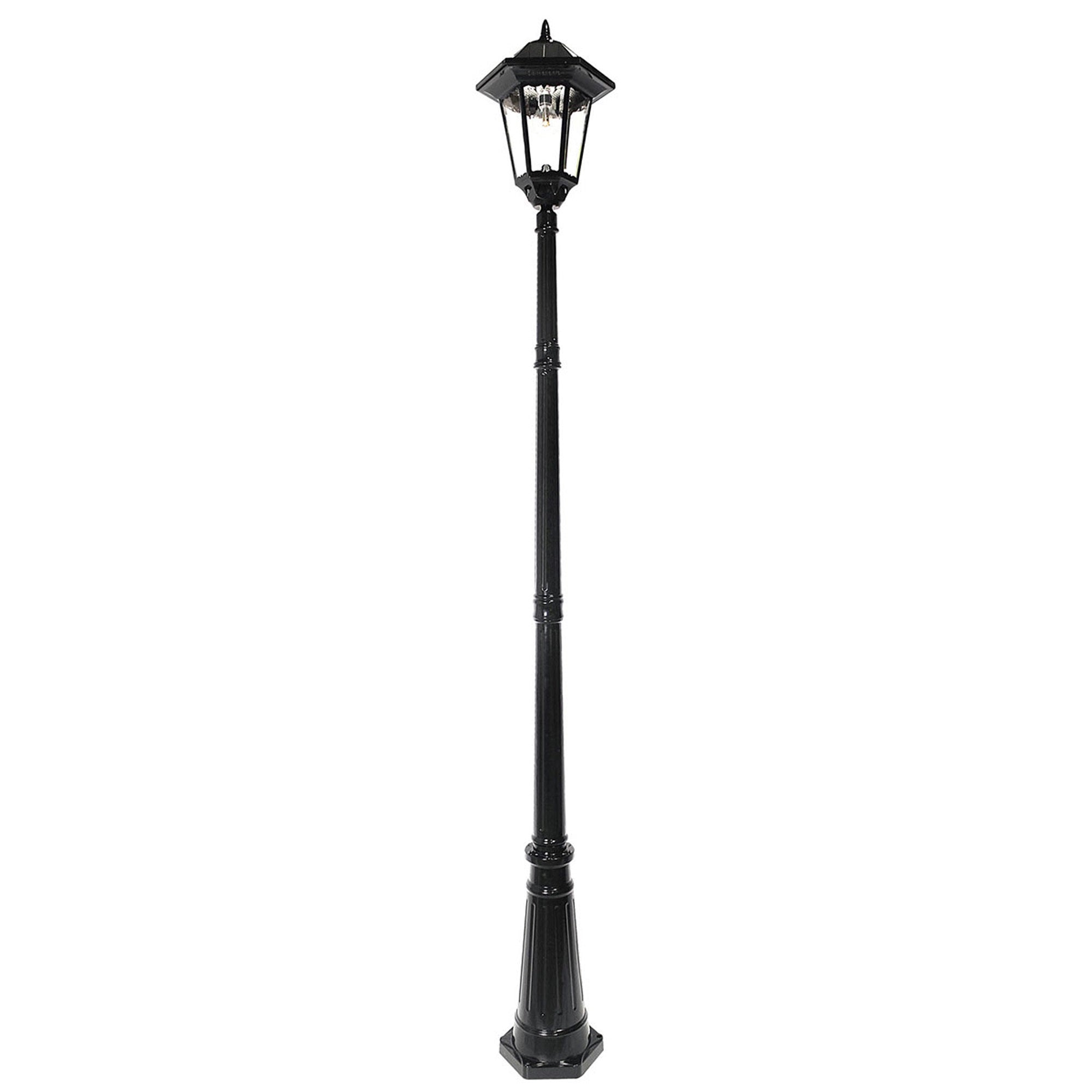 Gama Sonic Outdoor Solar Lamp Post, 96-inch Height, Black Aluminum and Glass, Model GS-99B-S