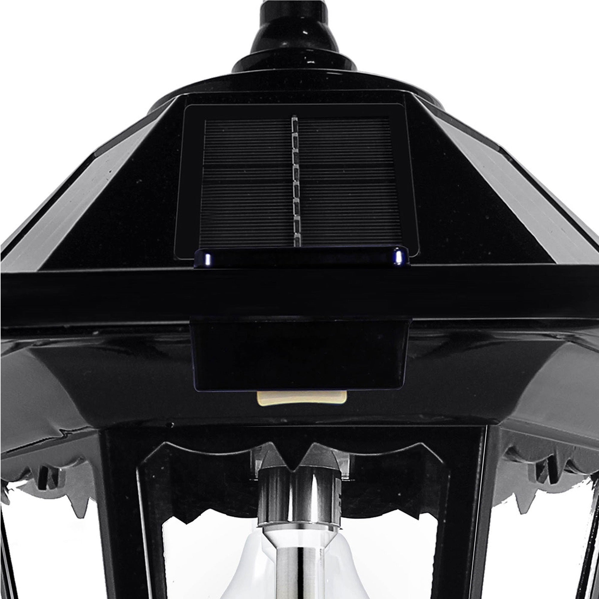 Gama Sonic Outdoor Solar Lamp Post, 96-inch Height, Black Aluminum and Glass, Model GS-99B-S
