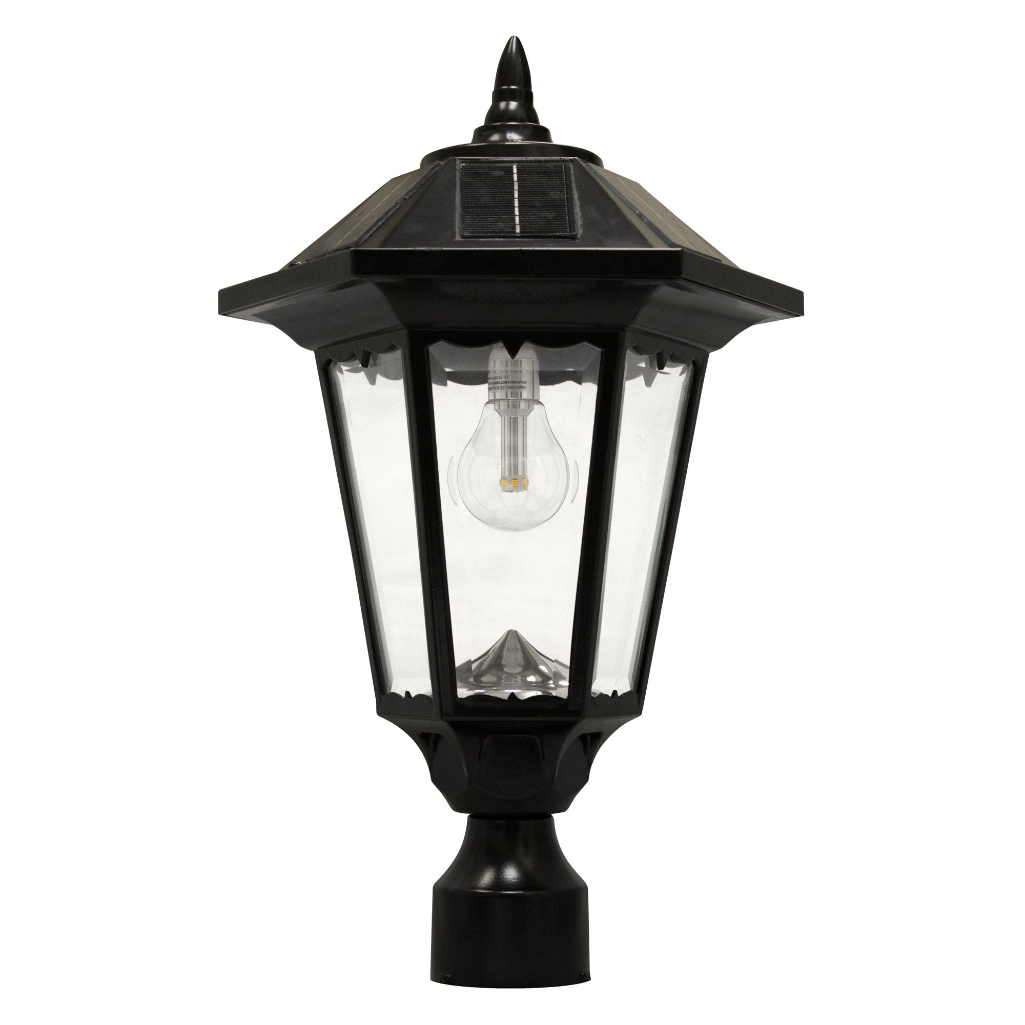Gama Sonic Solar Post Light, Windsor Bulb, 1-Light, Cast Aluminum, 3 Mounting Options, Black, Model GS-99B-FPW