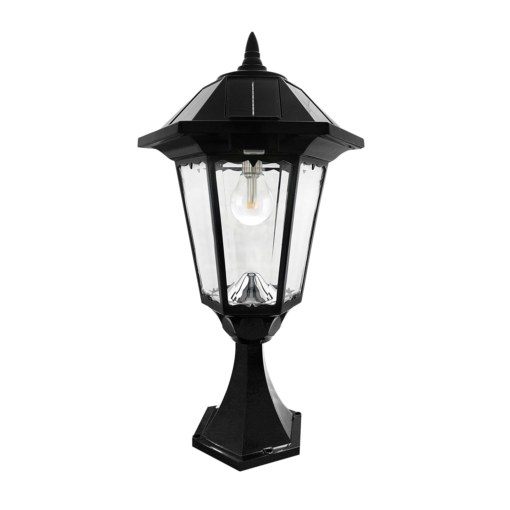 Gama Sonic Solar Post Light, Windsor Bulb, 1-Light, Cast Aluminum, 3 Mounting Options, Black, Model GS-99B-FPW