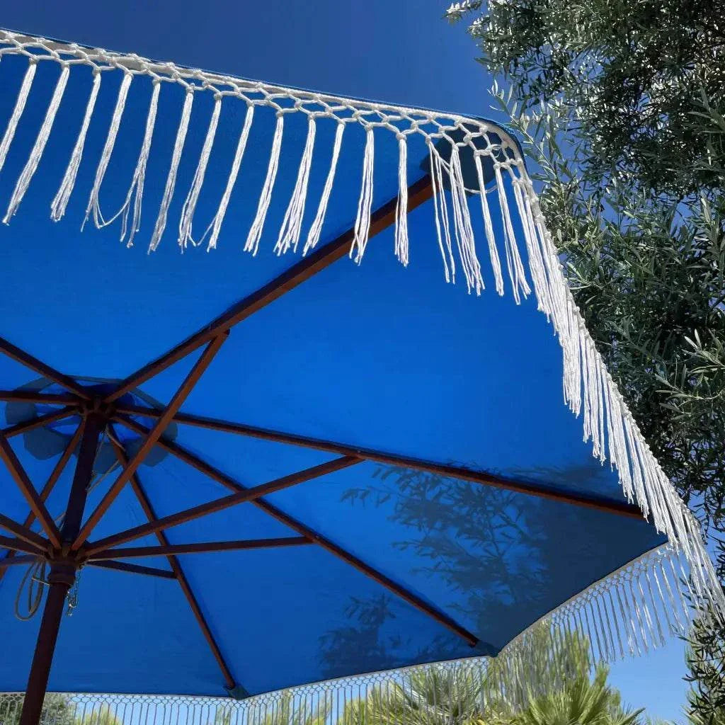9ft 6 Ribs Replacement Umbrella Canopy w/ Tassels in Capri Blue Olefin (Canopy Only)