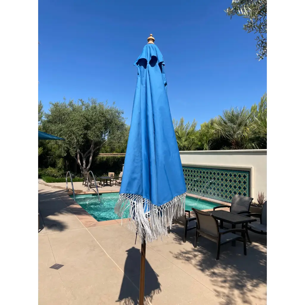 9ft 6 Ribs Replacement Umbrella Canopy w/ Tassels in Capri Blue Olefin (Canopy Only)