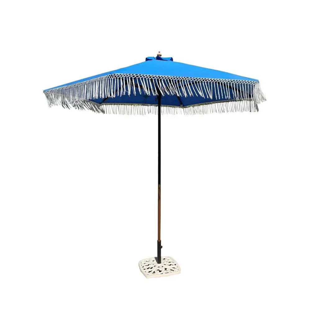 9ft 6 Ribs Replacement Umbrella Canopy w/ Tassels in Capri Blue Olefin (Canopy Only)