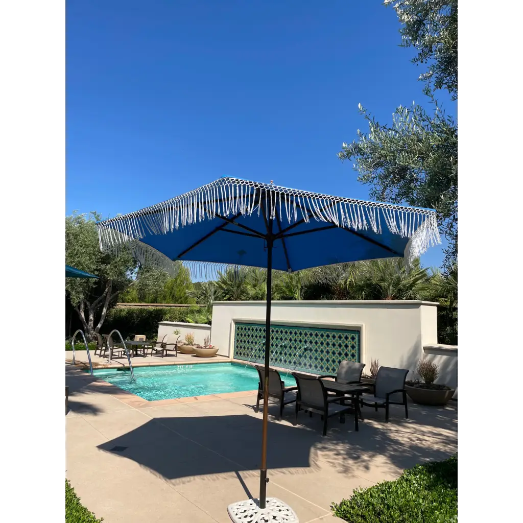 9ft 6 Ribs Replacement Umbrella Canopy w/ Tassels in Capri Blue Olefin (Canopy Only)