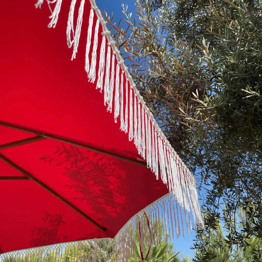 9ft 6 Ribs Replacement Umbrella Canopy w/ Tassels in Red (Canopy Only)