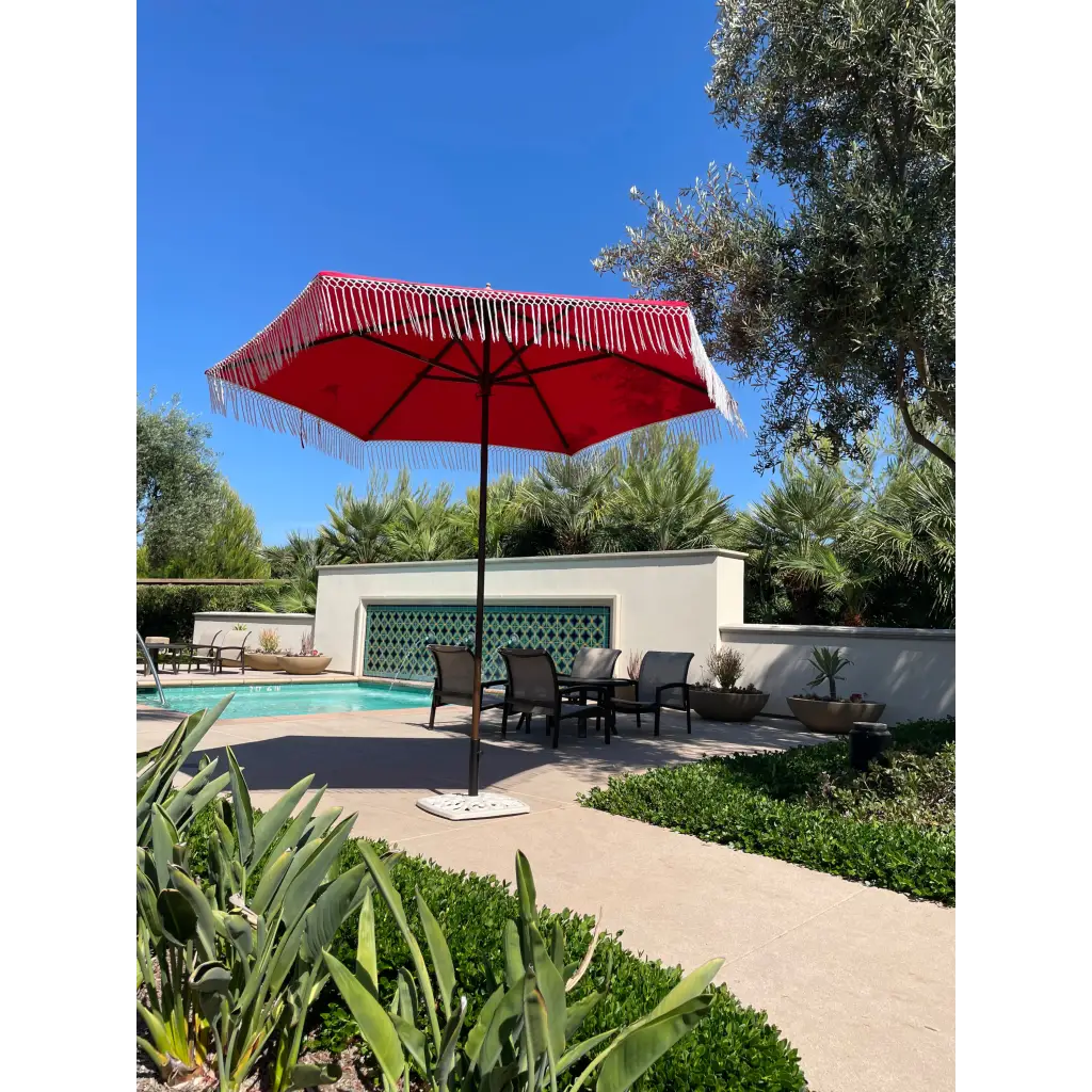 9ft 6 Ribs Replacement Umbrella Canopy w/ Tassels in Red (Canopy Only)