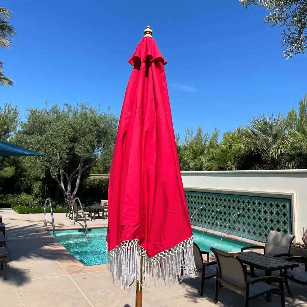 9ft 6 Ribs Replacement Umbrella Canopy w/ Tassels in Red (Canopy Only)
