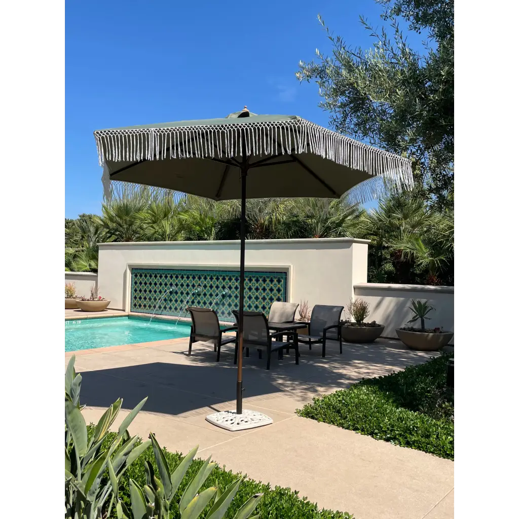 9ft 6 Ribs Replacement Umbrella Canopy w/ Tassels in Sage Green (Canopy Only)