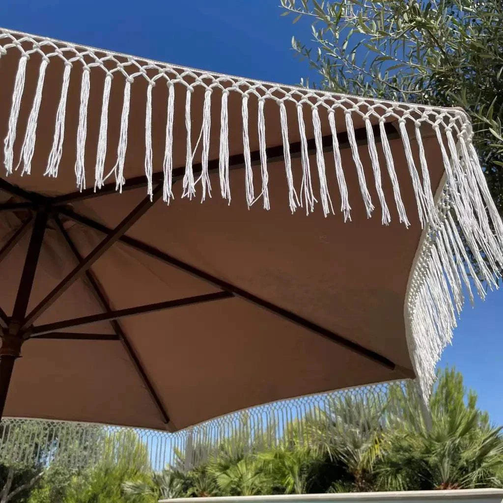 9ft 6 Ribs Replacement Umbrella Canopy w/ Tassels in Taupe (Canopy Only)