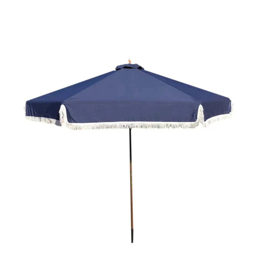 9ft 6 Ribs Replacement Umbrella Canopy w/Fringed Valance in Navy Olefin (Canopy Only)