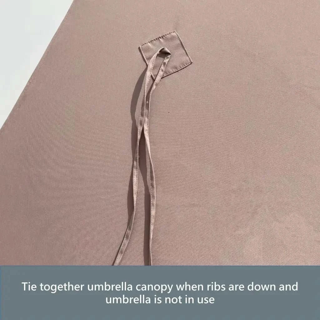 9ft 6 Ribs Replacement Umbrella Canopy w/Fringed Valance in Taupe (Canopy Only)