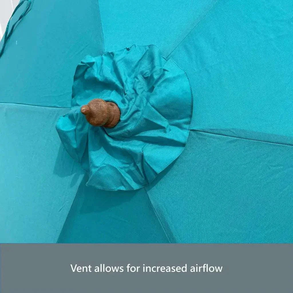 9ft 6 Ribs Replacement Umbrella Canopy w/Fringed Valance in Turquoise (Canopy Only)