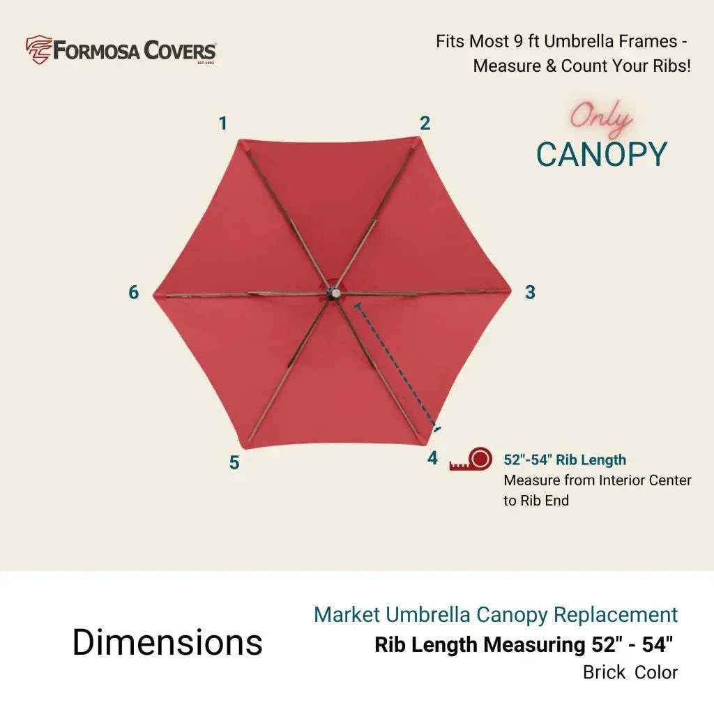 9ft Market Patio Umbrella 6 Rib Replacement Canopy Brick