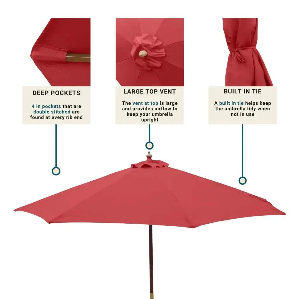 9ft Market Patio Umbrella 6 Rib Replacement Canopy Brick