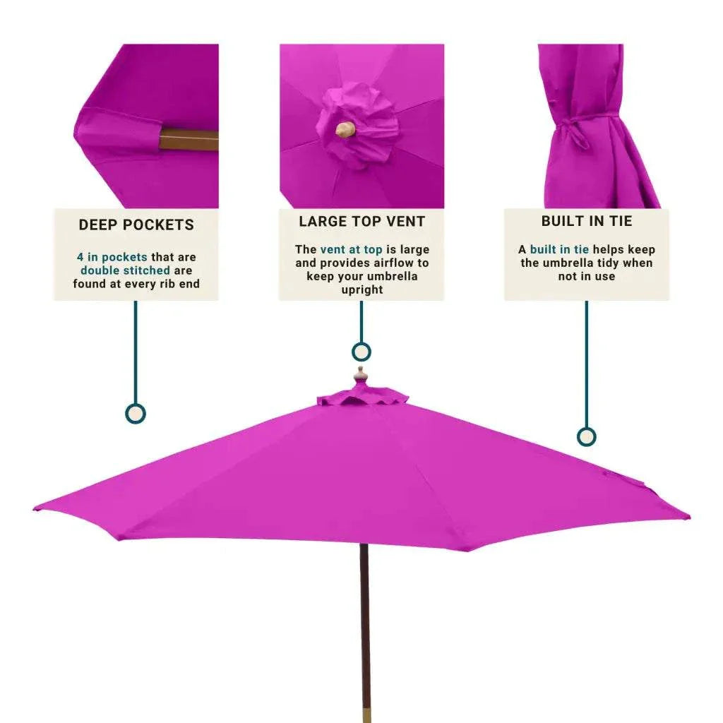 9ft Market Patio Umbrella 6 Rib Replacement Canopy Fuchsia