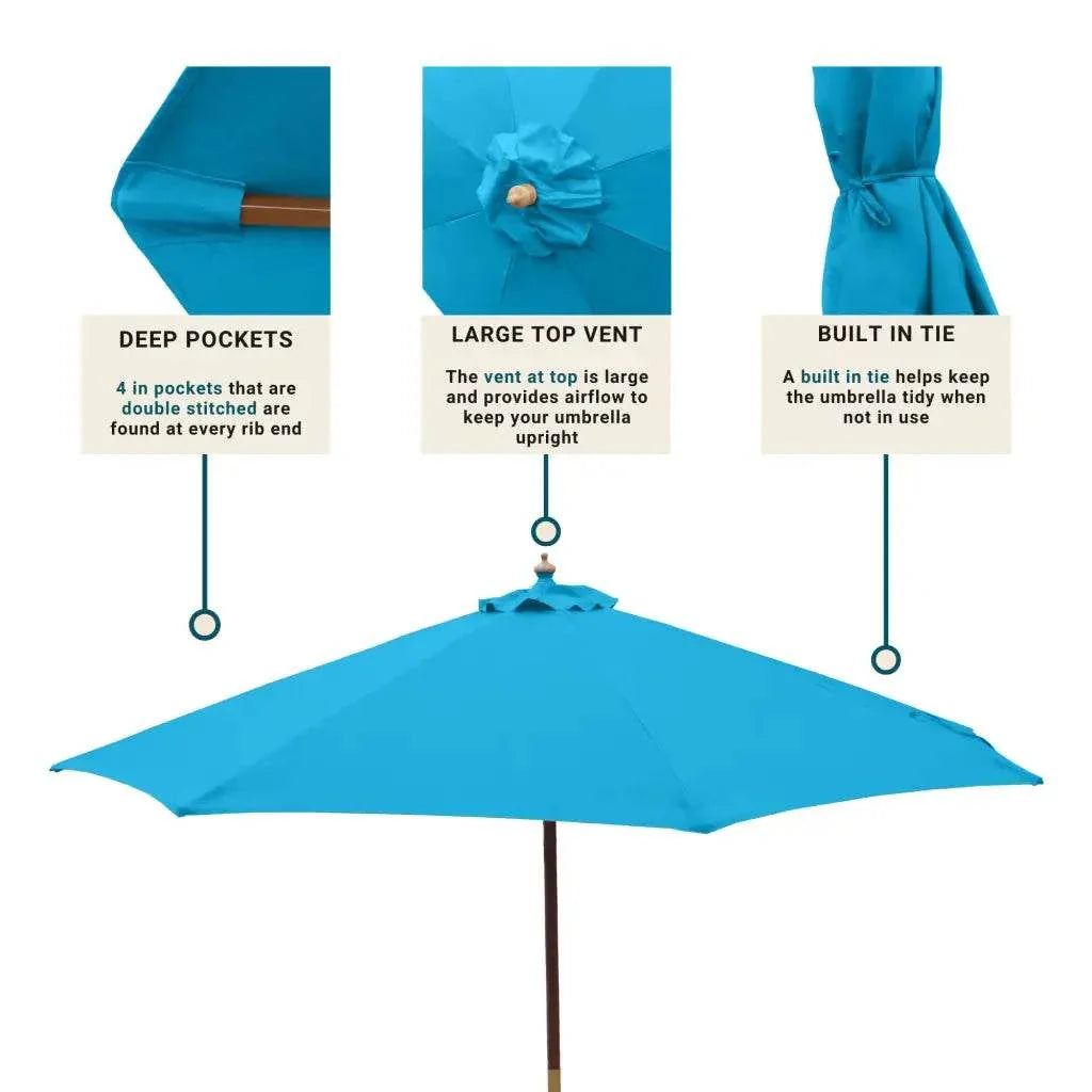 9ft Market Patio Umbrella 6 Rib Replacement Canopy Teal